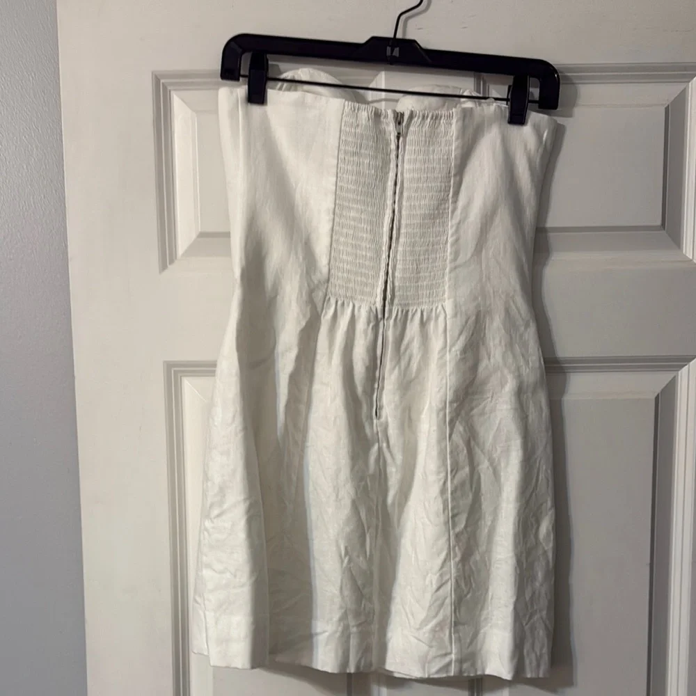 Reformation Elegant White Linen Strapless Dress - Picture 3 of 4